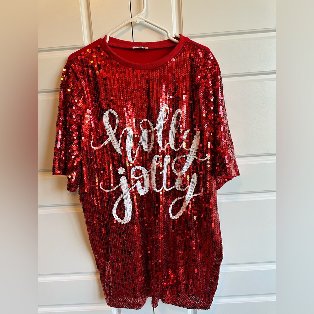 Red Sequin 'Holly Jolly' Top